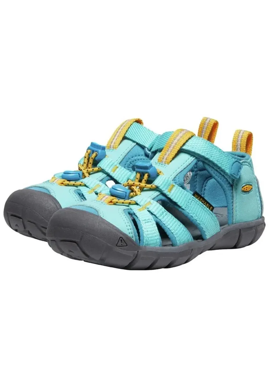 Keen Seacamp II CNX Sandals Size 8 Aqua Blue Imitation Leather Hiking Pull Tab